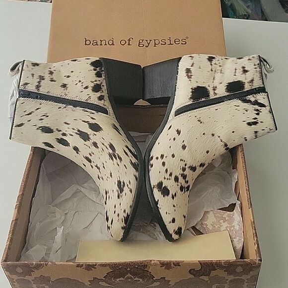 $278 NEW BAND OF GYPSIES THE FREE RODEO OFF WHITE BLACK BOOTS BOOTIES 9 9.5 NWT - Picture 4 of 13